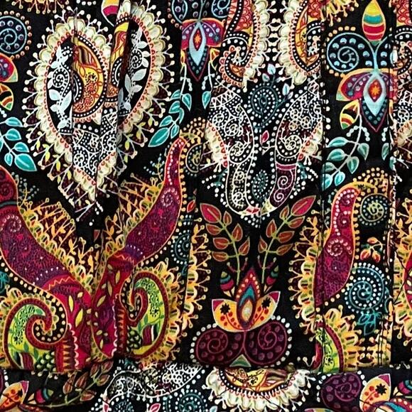 Quilted Cotton Paisley, Hearts, Tote, Purse, Bag Ruffle Pockets Red, Blue, Brown - Picture 4 of 16